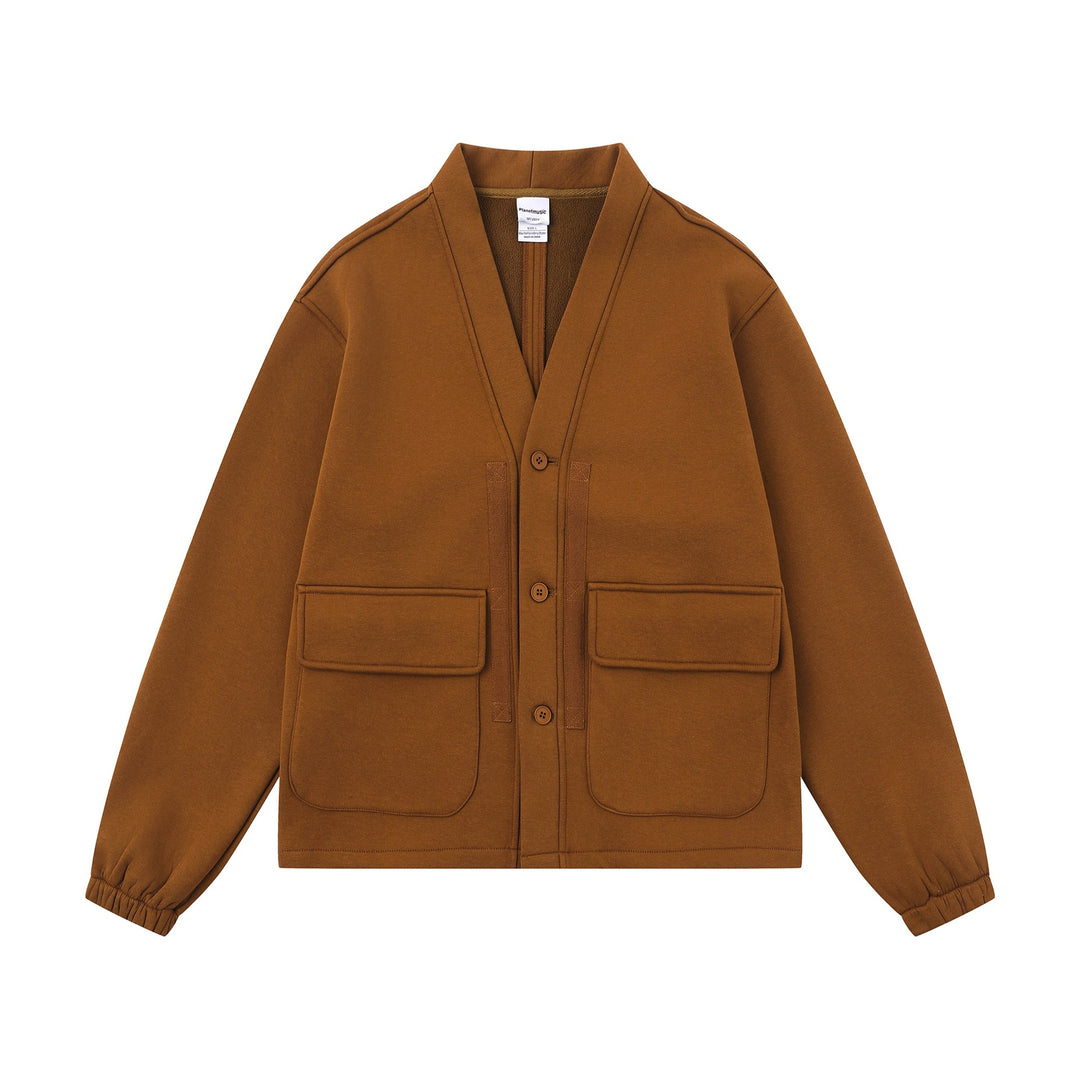 Unisex Oversize Sweat Jacket with Shawl Collar and Patch Pockets Mune Fashion