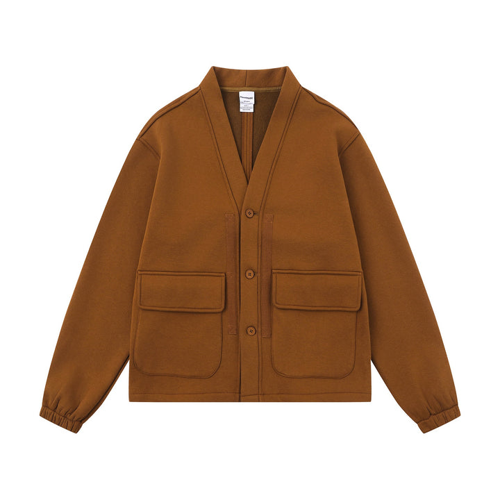Unisex Oversize Sweat Jacket with Shawl Collar and Patch Pockets Mune Fashion