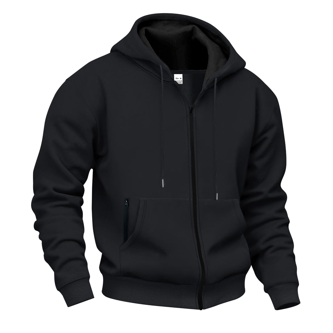 Men's zip hoodie sweat jacket with fleeced inner lining, kangaroo pocket and ribbed cuffs Mune Fashion