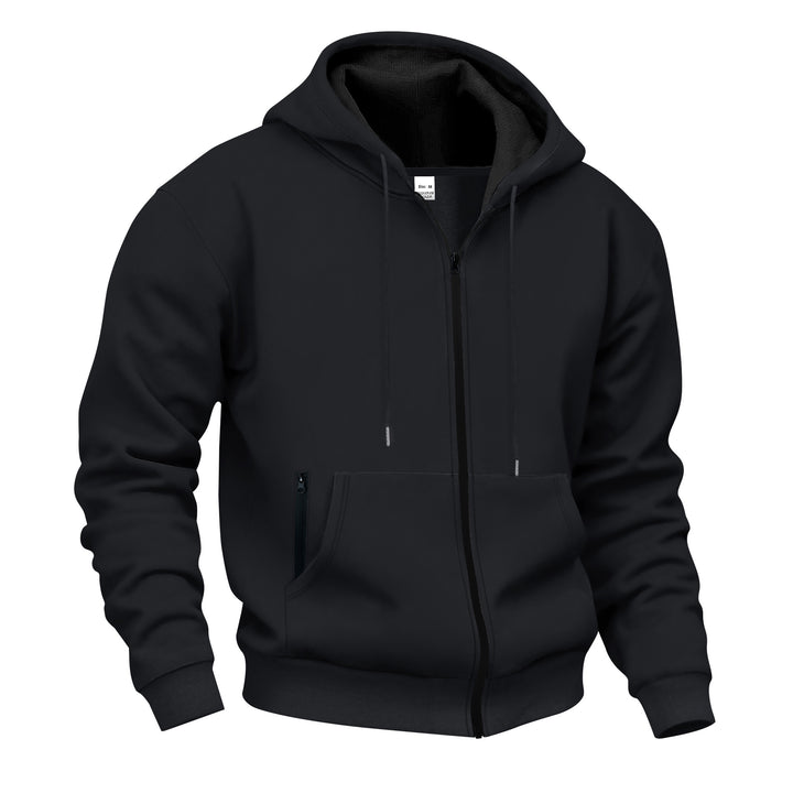 Men's zip hoodie sweat jacket with fleeced inner lining, kangaroo pocket and ribbed cuffs Mune Fashion