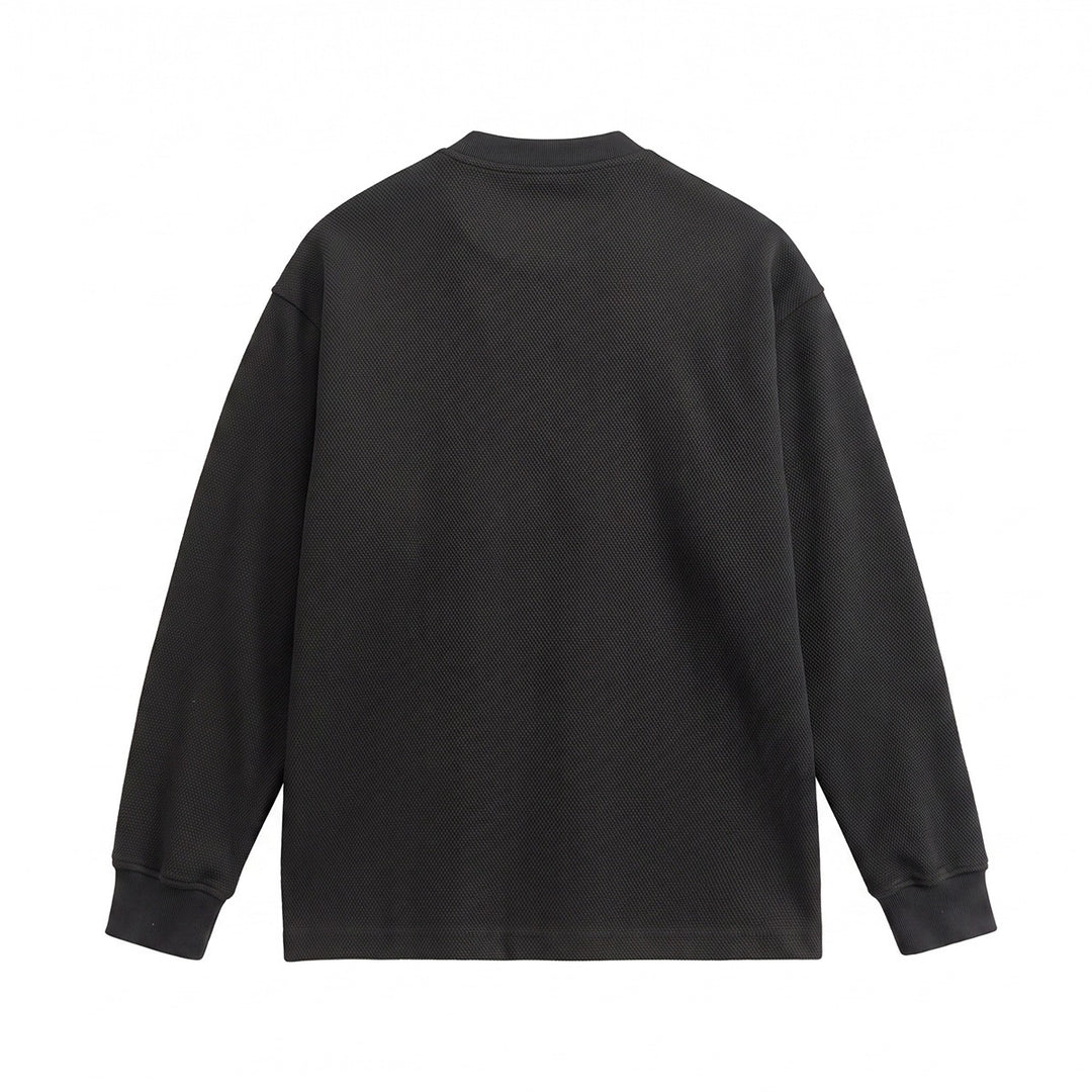 Unisex Loose-fitting Henley sweatshirt with waffle texture and ribbed cuffs Mune Fashion