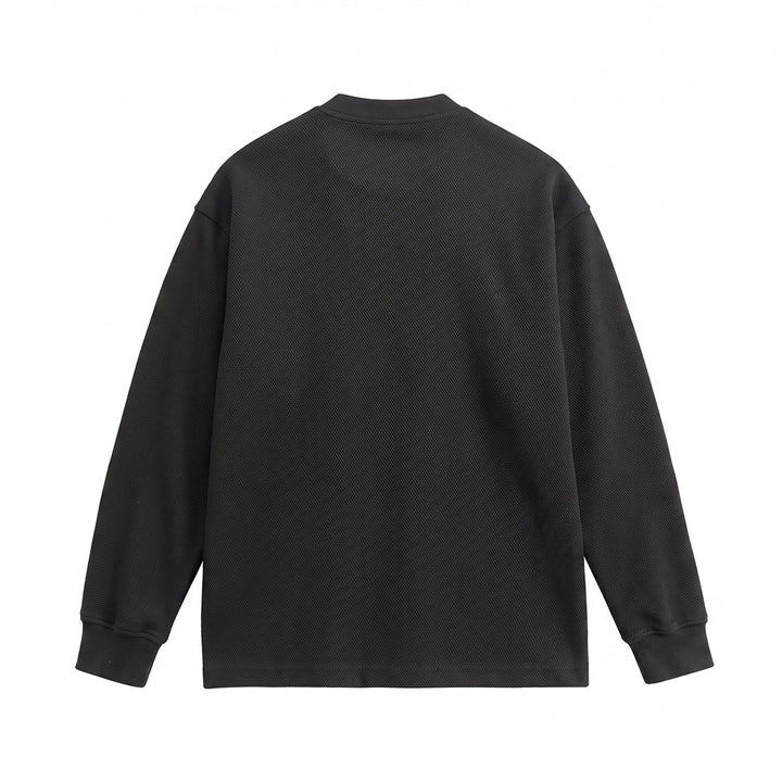 Unisex Loose-fitting Henley sweatshirt with waffle texture and ribbed cuffs Mune Fashion