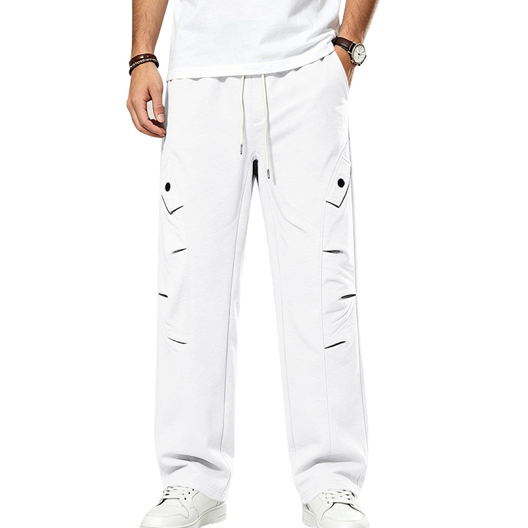 Men's Casual Cargo Joggers with Drawstring and Cut-Out Details Mune Fashion