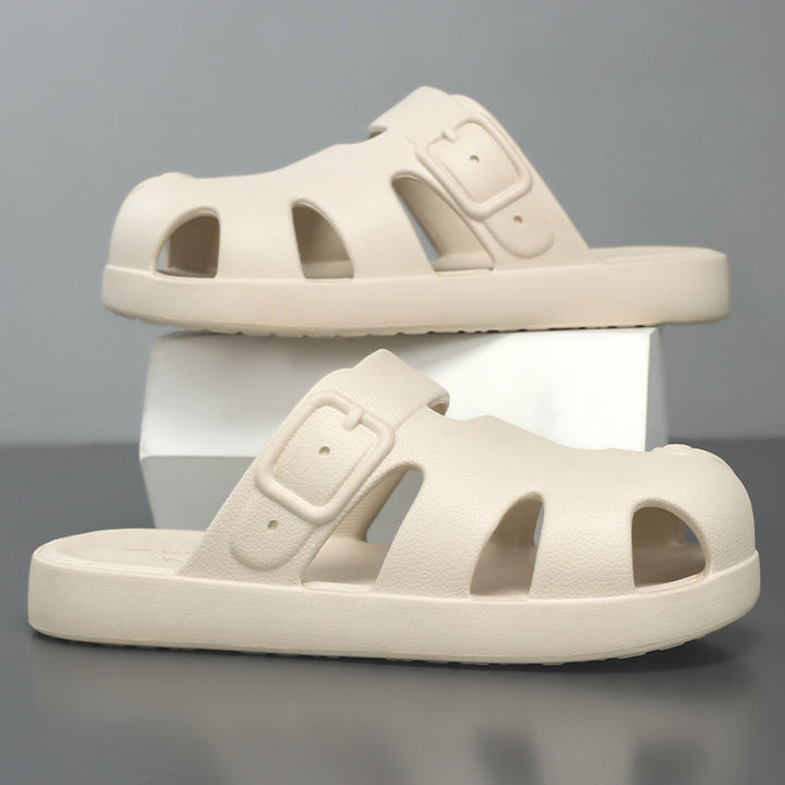Women non-closed sandals slide with ergonomic footbed, adjustable buckle and slip-resistant EVA outsole Mune Fashion