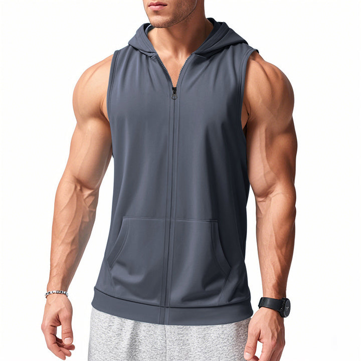 Men's functional fitness vest with hood, slim fit and kangaroo pocket Mune Fashion
