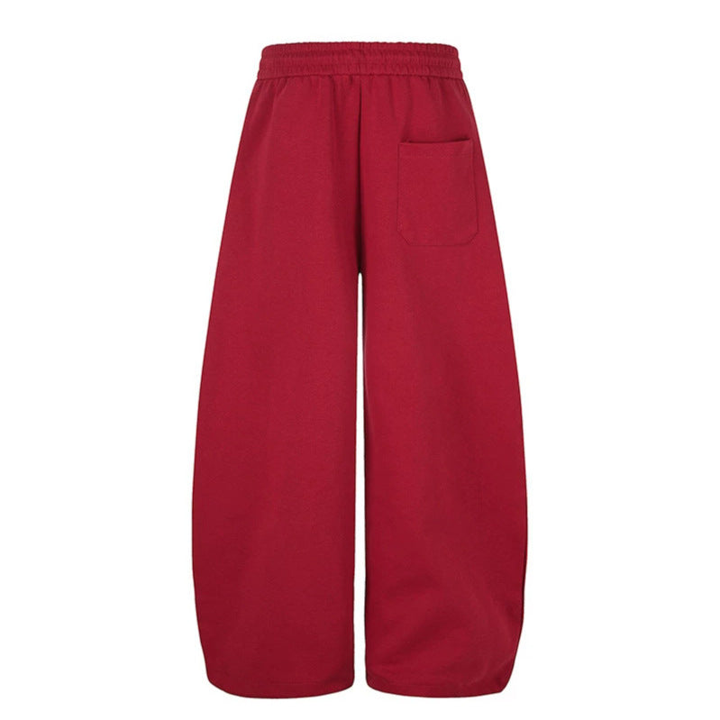Women's Relaxed Fit Palazzo Sweatpants in Athleisure Look with Drawstring Waist and Script Print