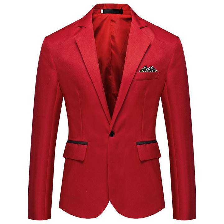 Men's Slim-Fit Tuxedo Jacket with Single-Button Closure and Contrast Flap Pockets Mune Fashion