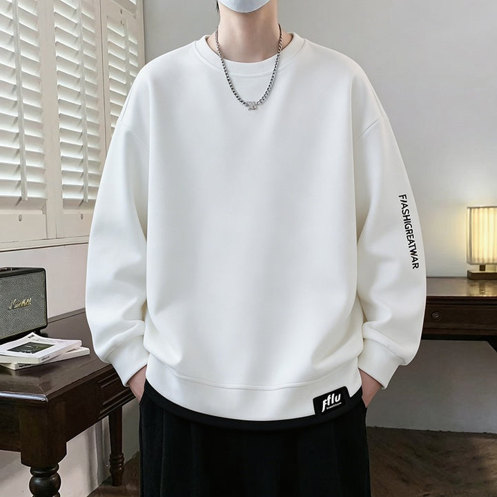 Men's Oversized sweatshirt with contrasting sleeves, round neck & label patch Mune Fashion