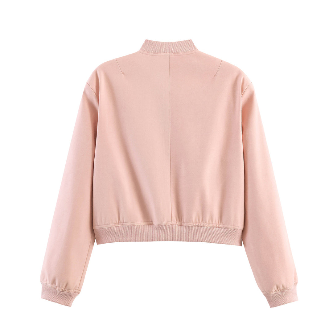 Women Cropped Boxy Transition Jacket with Large Flap Pockets and Ribbed Cuffs Mune Fashion