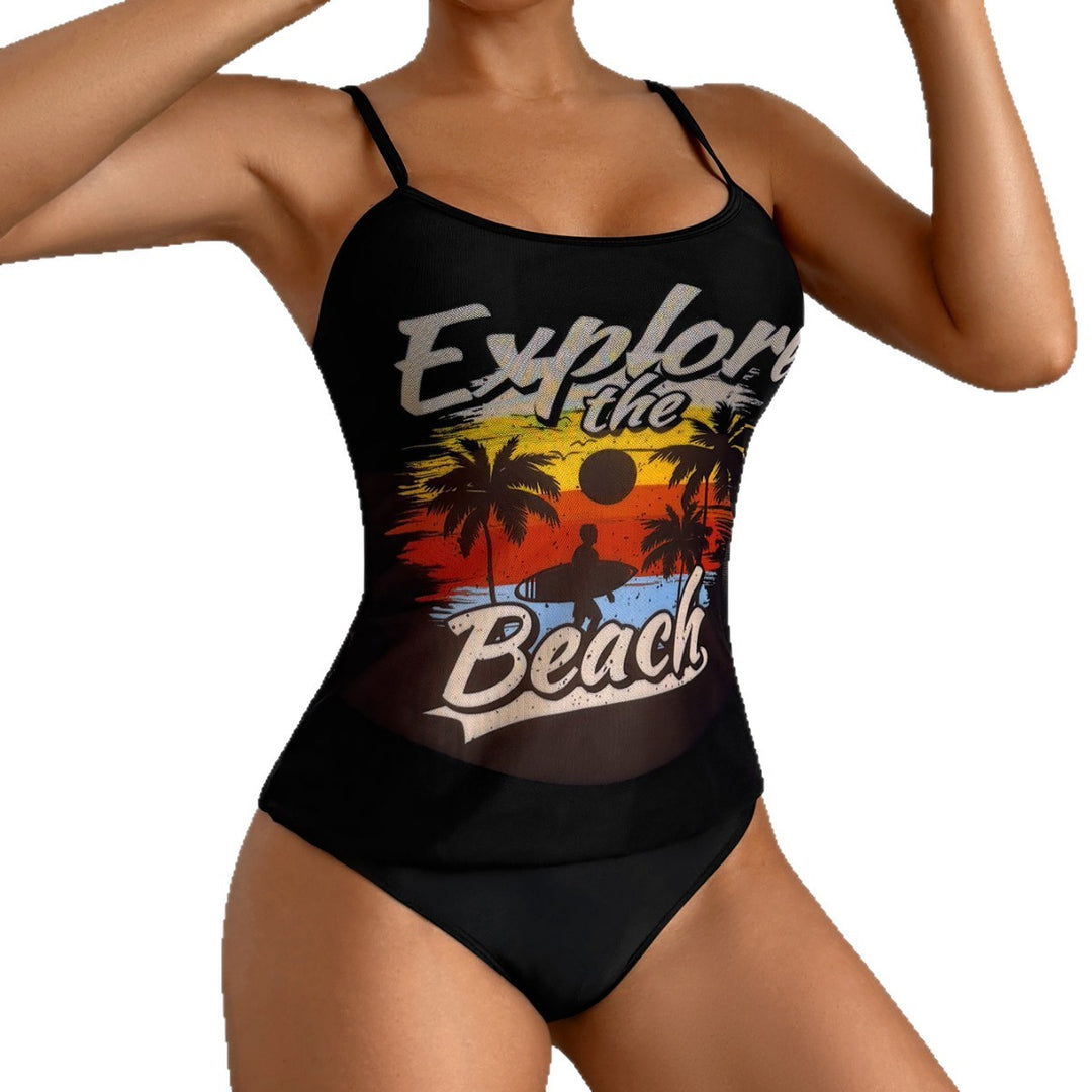 Women's Sporty Tankini Set with Trendy Print Mune Fashion