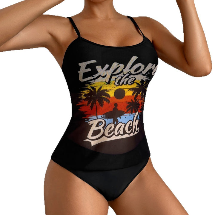 Women's Sporty Tankini Set with Trendy Print Mune Fashion