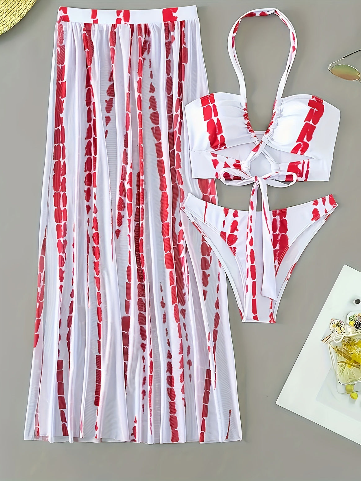 Women's bikini set with elegant wrap skirt and trendy triangle top Mune Fashion