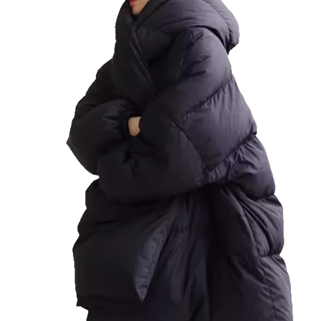 Women's Oversized Puffer Coat in Down Look with Extra Large Hood Mune Fashion