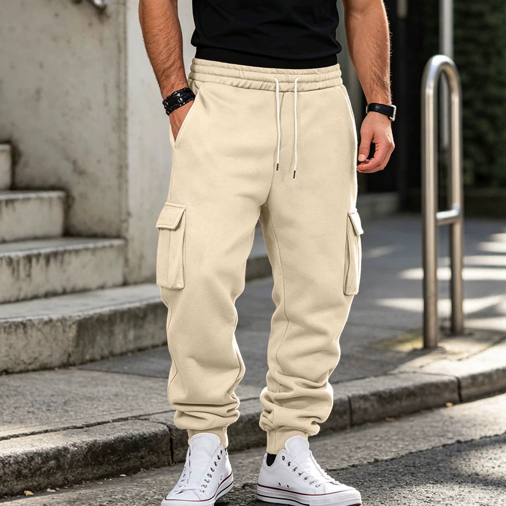 Men's cargo jogging pants made of cotton fleece with elastic waistband and leg cuffs Mune Fashion