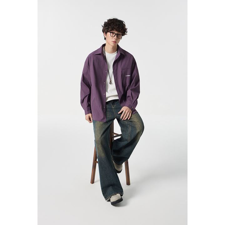 Unisex Oversize Shirt Jacket with structured ribbed look and patch breast pocket Mune Fashion