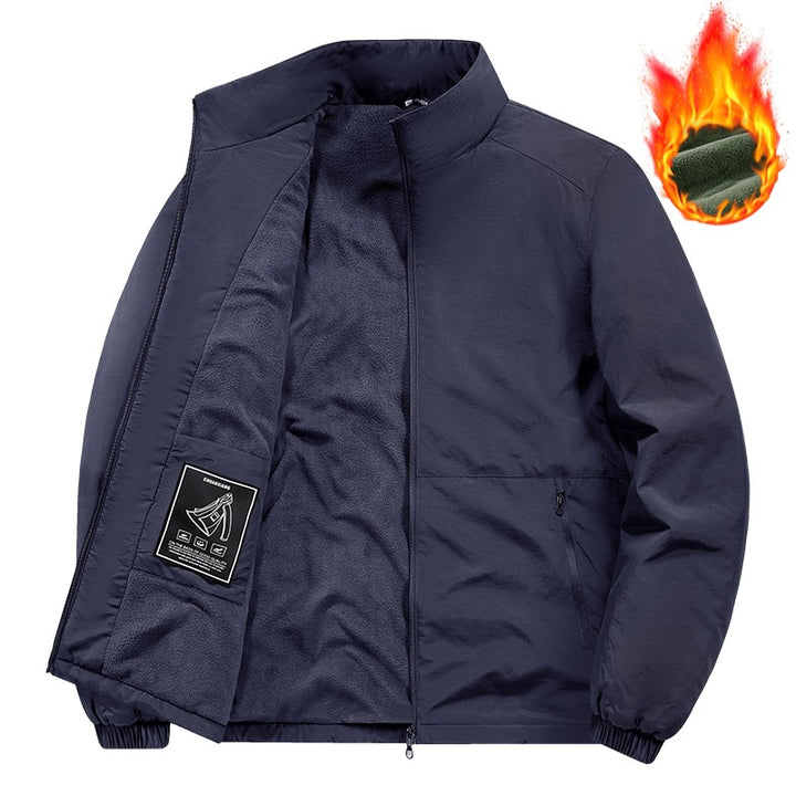 Men's fleece-lined windbreaker with standing collar, thermal lining & concealed zip pockets Mune Fashion