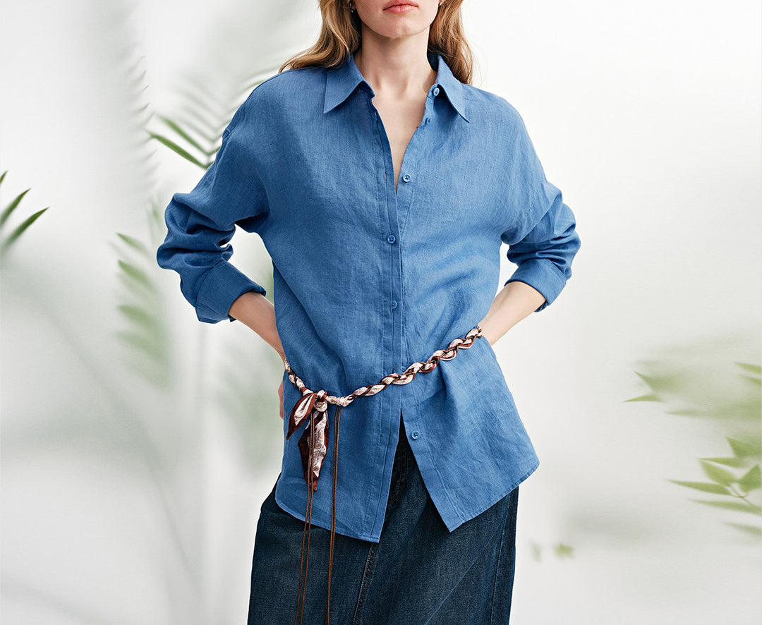 Ladies Airy Linen Blouse Mune Fashion