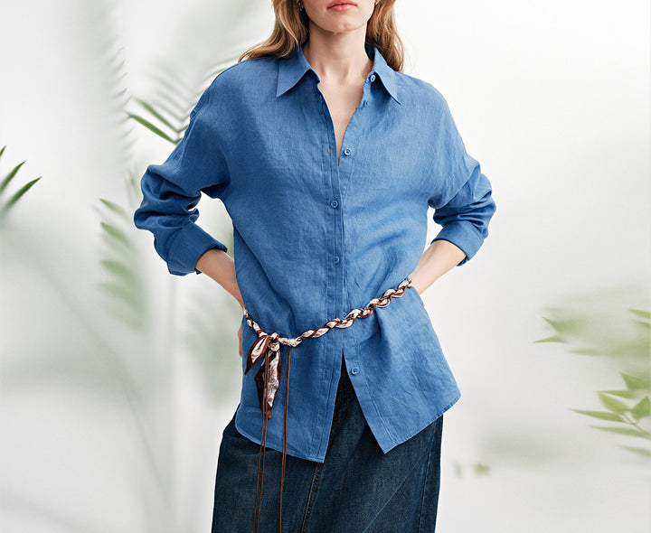 Ladies Airy Linen Blouse Mune Fashion