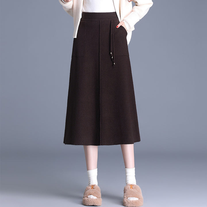 Women's Wide-Cut Midi Skirt with Practical Pockets Mune Fashion