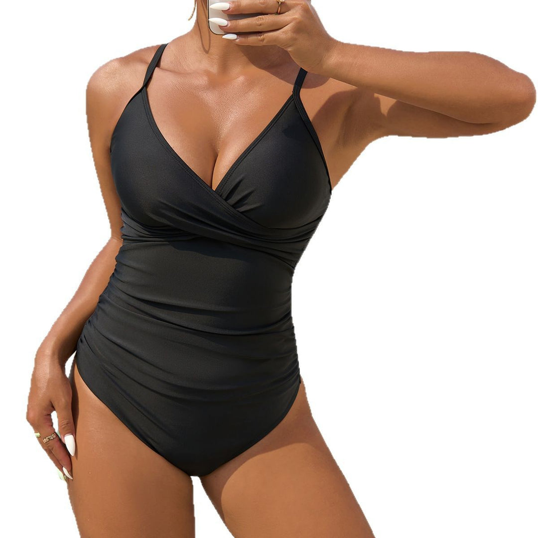Women's One-Piece Swimsuit with Sophisticated Wrap Design Mune Fashion