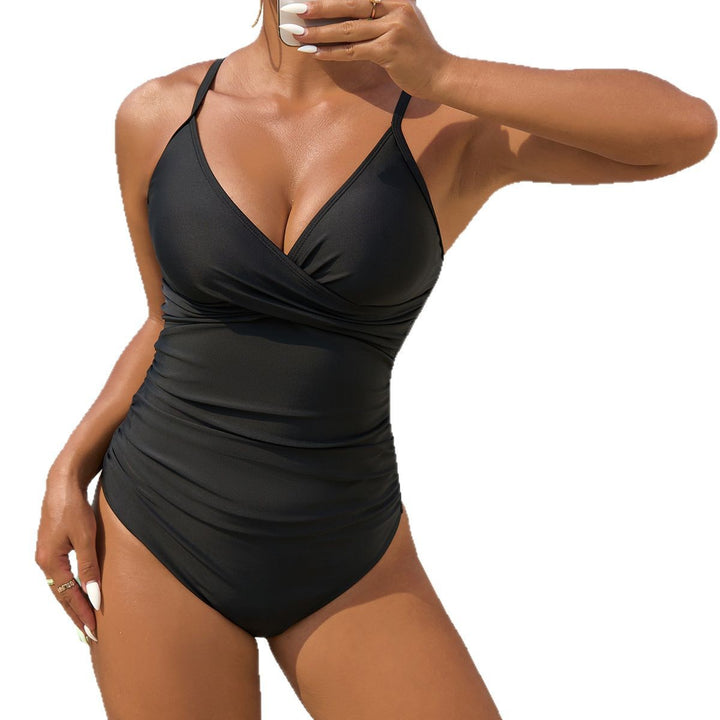 Women's One-Piece Swimsuit with Sophisticated Wrap Design Mune Fashion