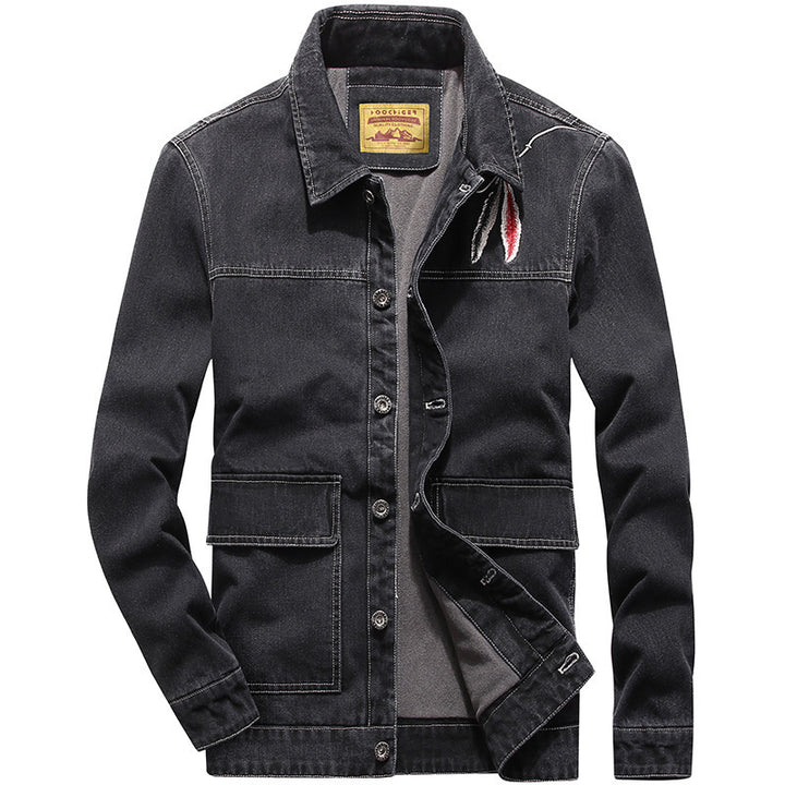 Men's denim jacket with patch pockets and worn effects Mune Fashion