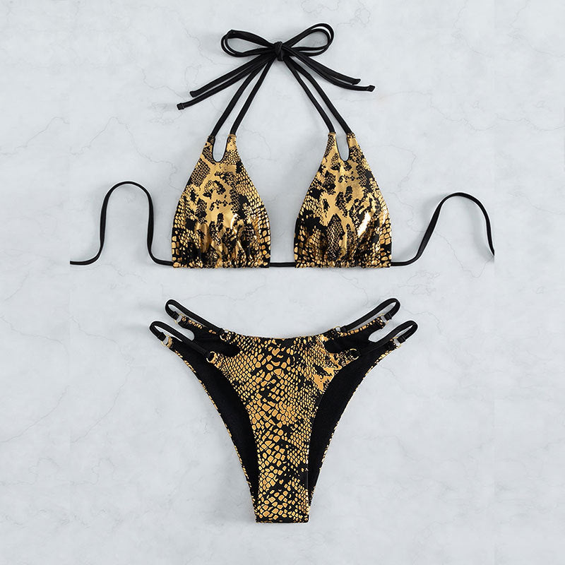 Women elegantly designed triangle bikini with extravagant snake motif Mune Fashion