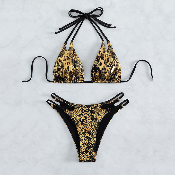 Women elegantly designed triangle bikini with extravagant snake motif Mune Fashion