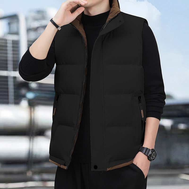 Men's quilted thermal vest with stand-up collar, windproof surface and zip pockets Mune Fashion