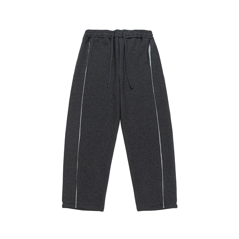 Women Relaxed-Fit Culotte Sweatpants with High Elastic Waistband and Contrast Piping Mune Fashion
