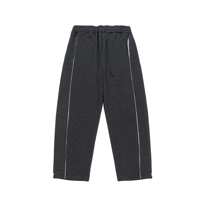 Women Relaxed-Fit Culotte Sweatpants with High Elastic Waistband and Contrast Piping Mune Fashion