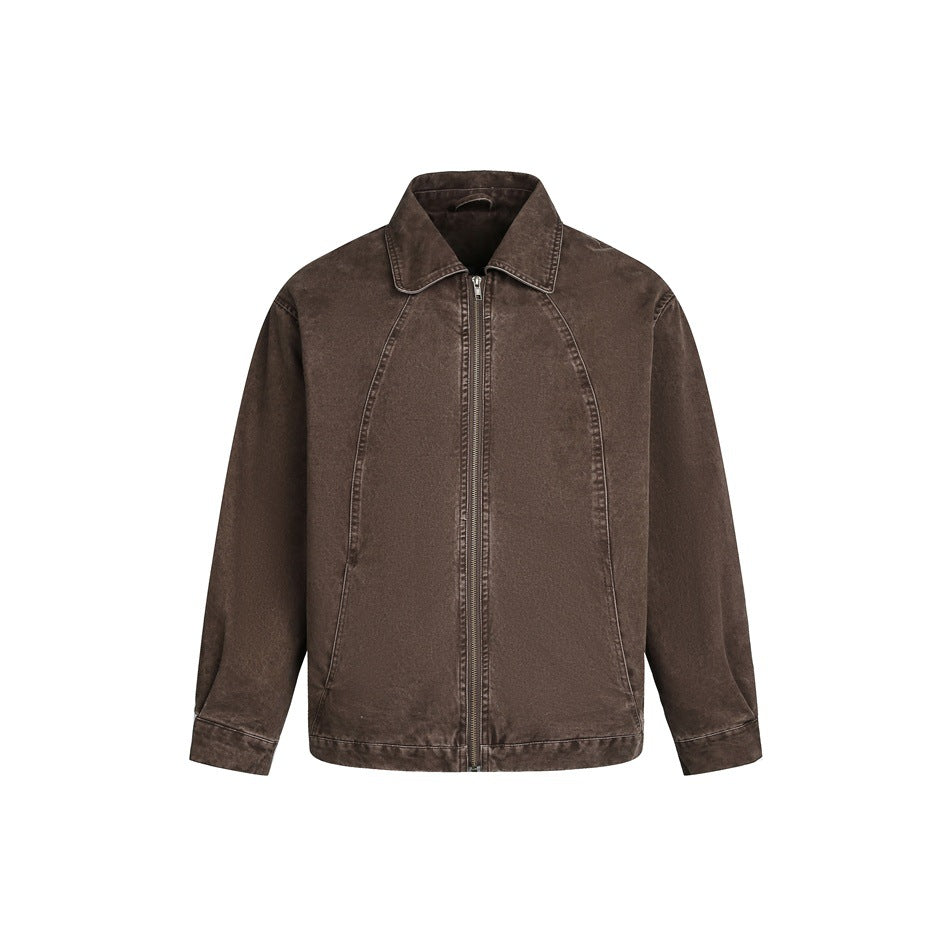 Men's Boxy Denim Jacket in Vintage Wash with Raglan Seams Mune Fashion
