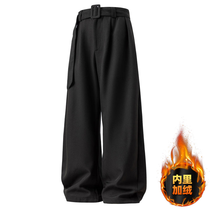 Women's Wide High-Waist Palazzo Pants with Pleats and Tie Belt Mune Fashion