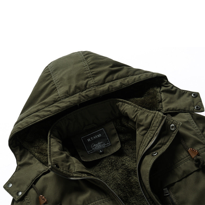 Men's Canvas Military Parka with Teddy Lining, Hood, and Multifunctional Pockets Mune Fashion