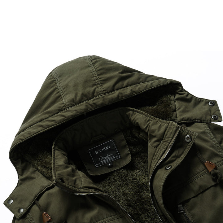 Men's Canvas Military Parka with Teddy Lining, Hood, and Multifunctional Pockets Mune Fashion