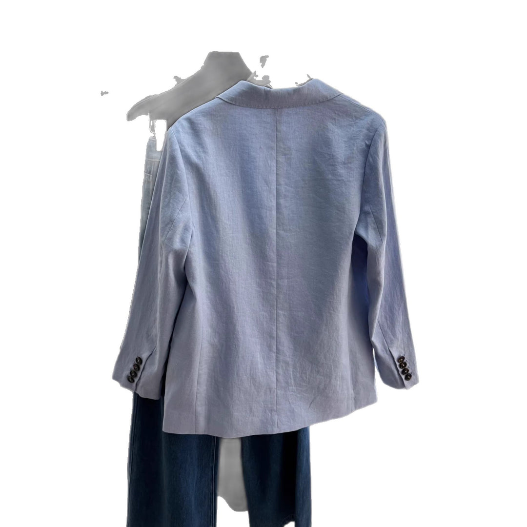 Women Stylish Linen Blazer with Two Pockets Mune Fashion