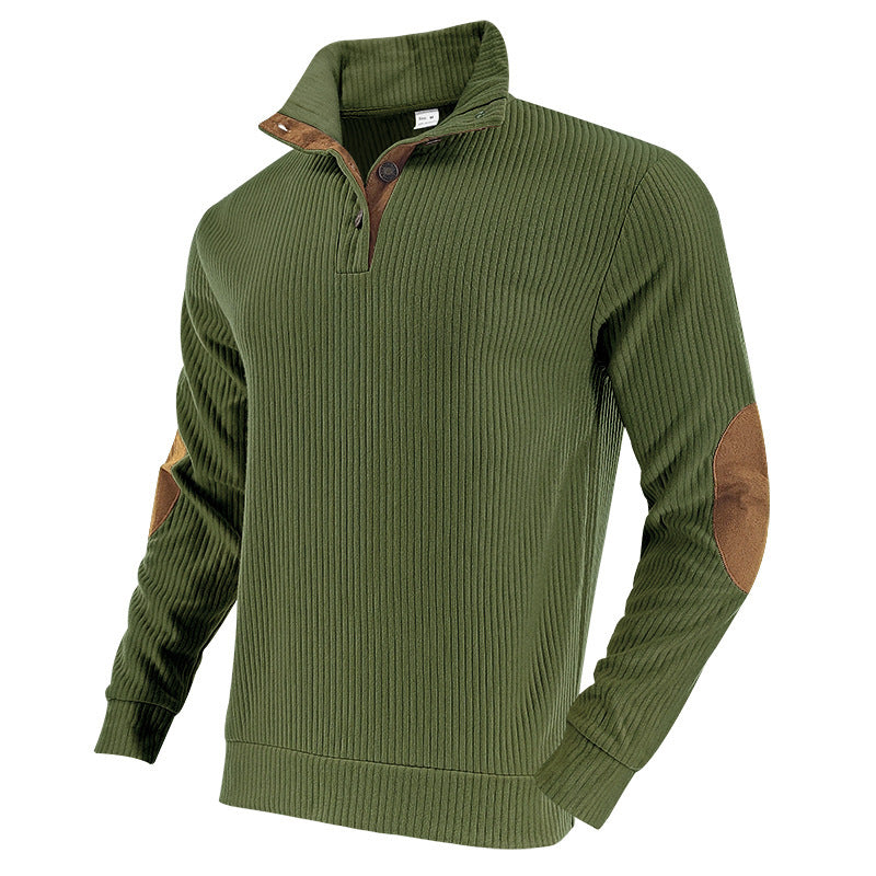 Men's ribbed turtleneck with stand-up collar and contrasting elbow patches Mune Fashion