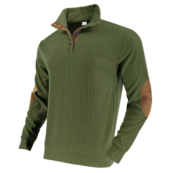 Men's ribbed turtleneck with stand-up collar and contrasting elbow patches Mune Fashion
