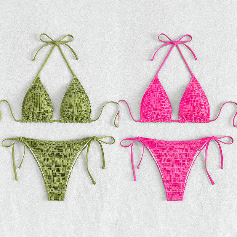 Women Triangle Bikini Set with sophisticated texture design Mune Fashion