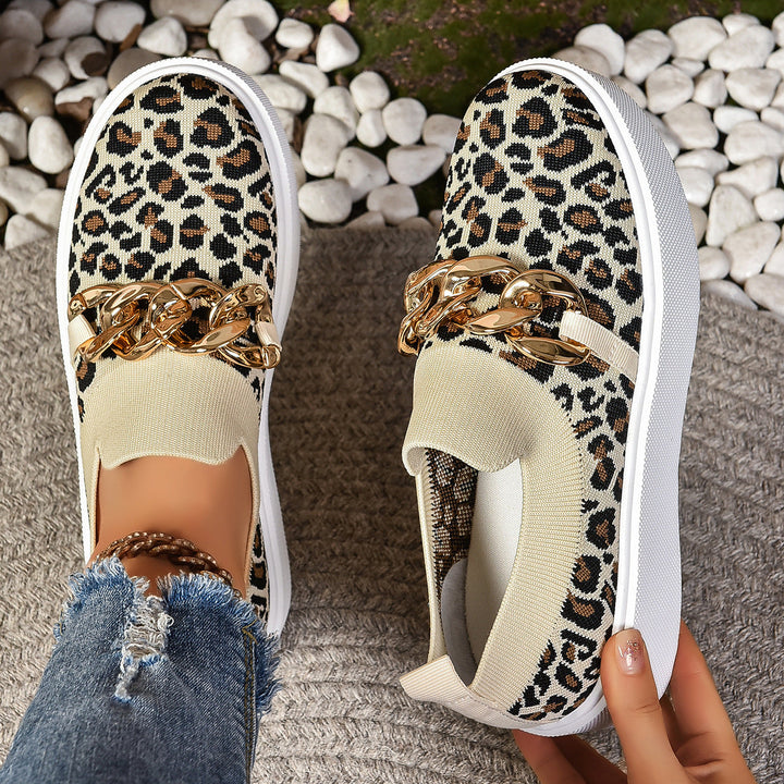 Women Fashionable Slip-On Sneakers with Elegant Chain Detail Mune Fashion
