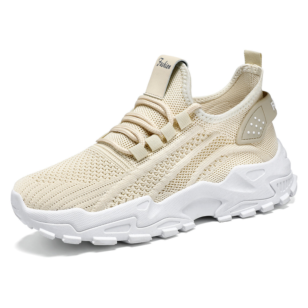 Unisex nan breathable knitted sneakers with thick profile sole and elastic slip-on Mune Fashion