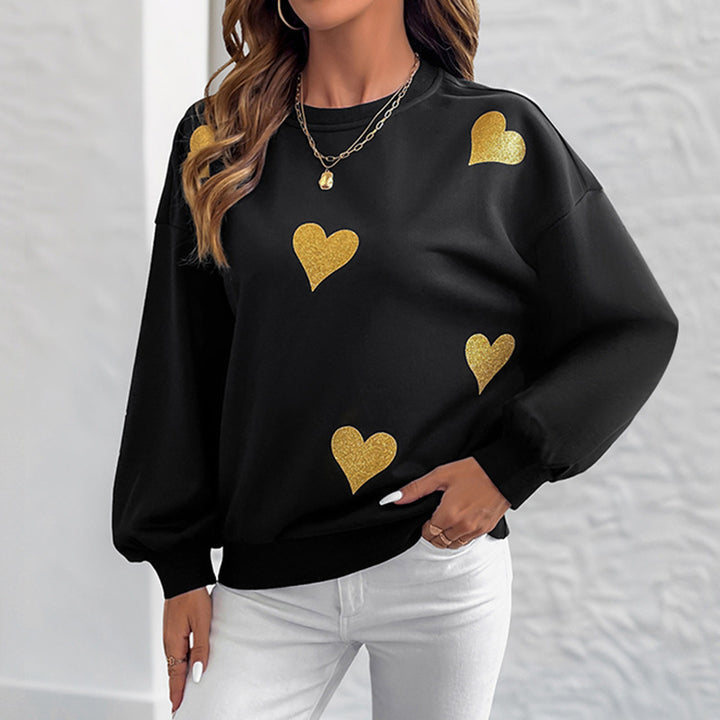 Women's sweatshirt with heart print and balloon sleeves Mune Fashion