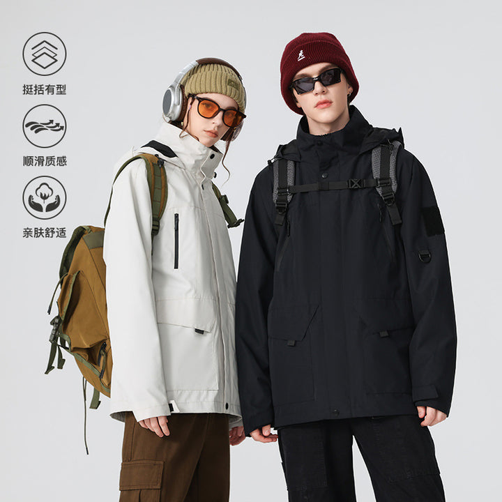 Men's technical waterproof outdoor jacket with hood, welded seams and concealed zippers Mune Fashion