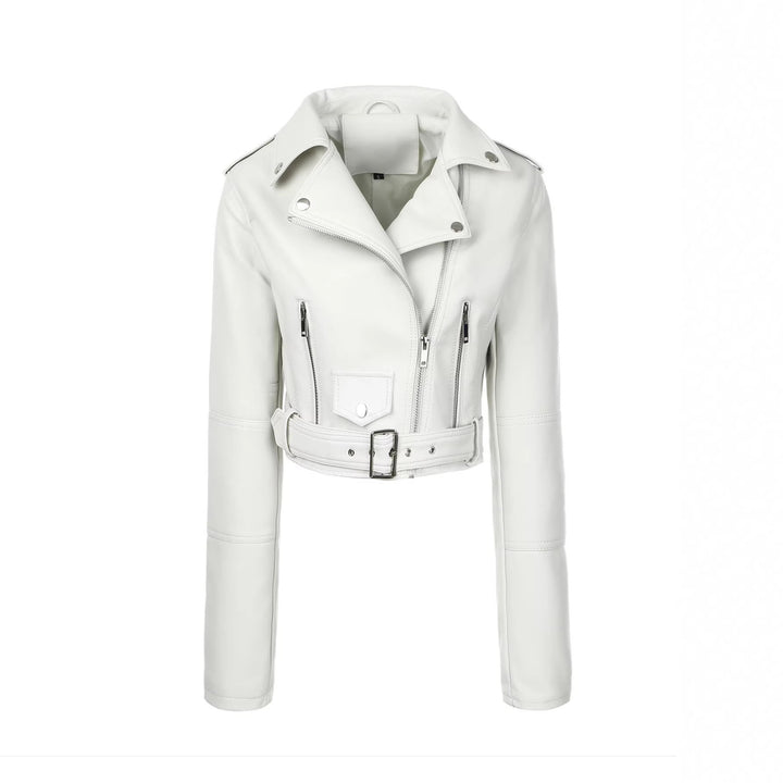 Women Trendy Biker Jacket with Belt Mune Fashion