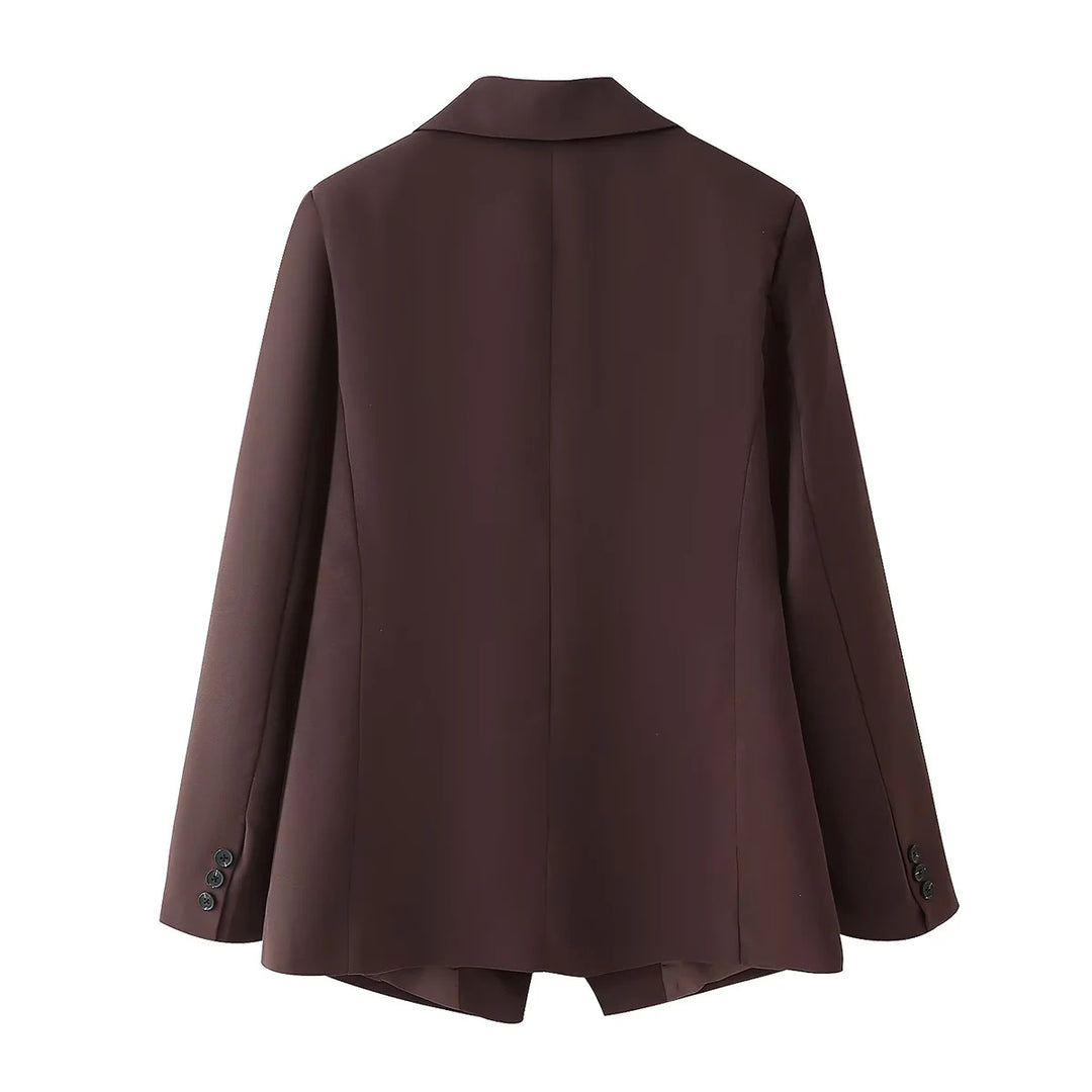 Women's oversized long blazer with boxy cut, lapel collar, and hidden chest pocket Mune Fashion