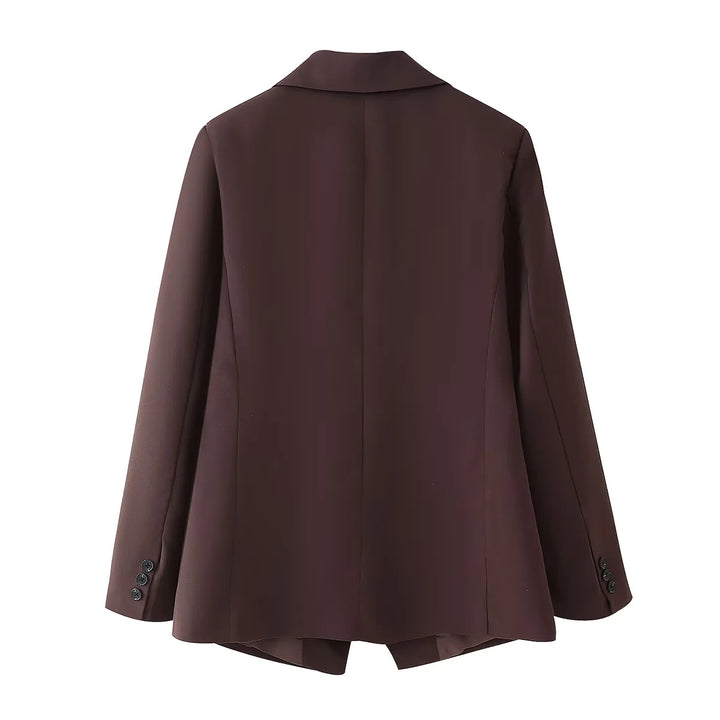 Women's oversized long blazer with boxy cut, lapel collar, and hidden chest pocket Mune Fashion
