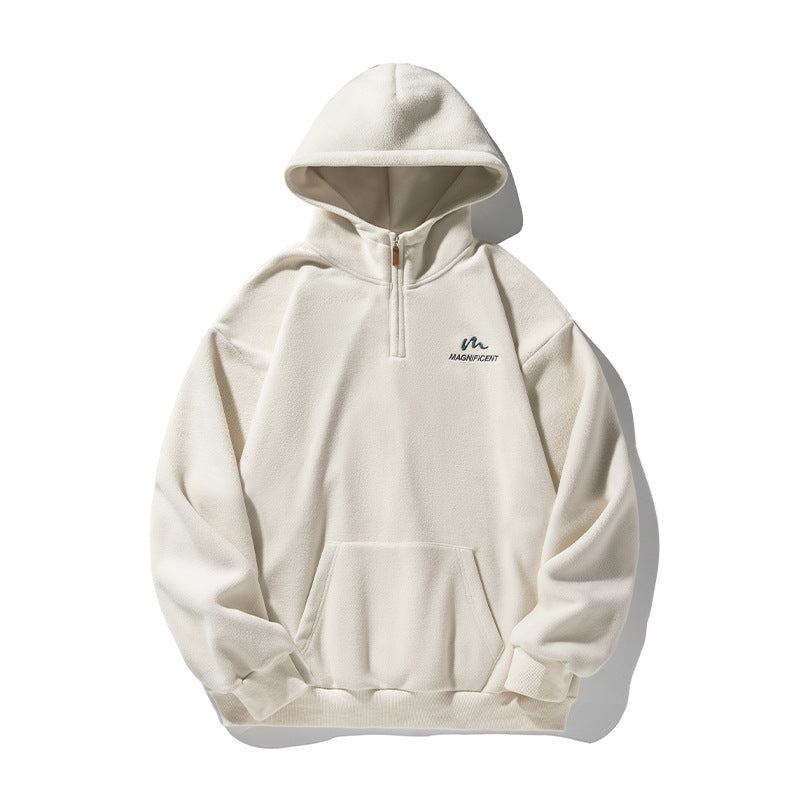 Unisex Fleece-Halfzip-Hoodie with Kangaroo Pocket and Ribbed Hem Mune Fashion