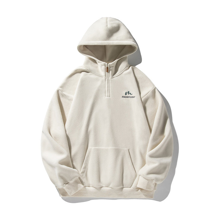 Unisex Fleece-Halfzip-Hoodie with Kangaroo Pocket and Ribbed Hem Mune Fashion