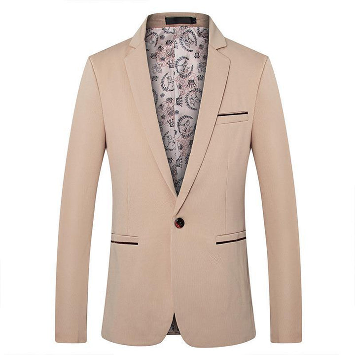 Men's slim single-breasted blazer with notched lapel and contrasting inner lining Mune Fashion
