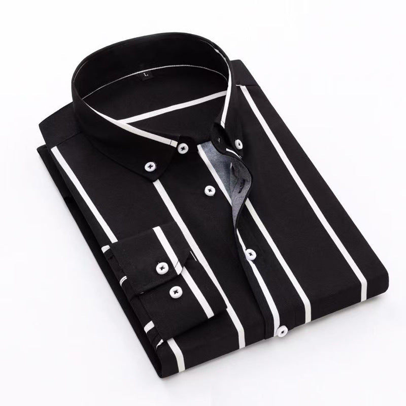 Men's striped business shirt with button-down collar, chest pocket and easy-care cotton blend Mune Fashion